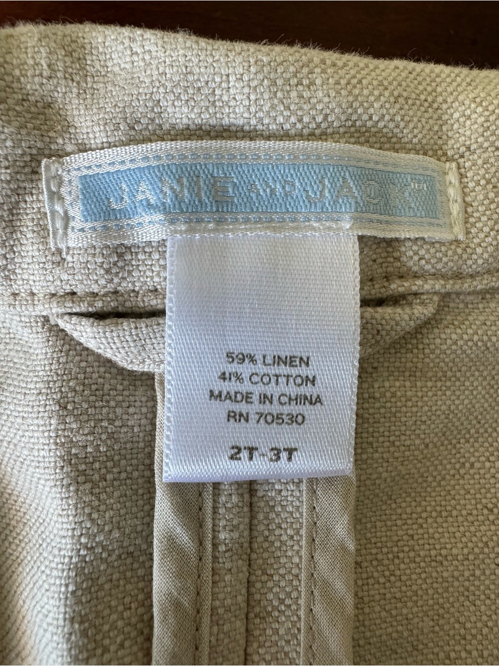 Janie and Jack Linen Cream Jacket - Picture 2 of 3